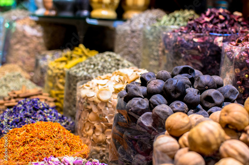 Close Up Of Dried Food For Sale At Market Stall
