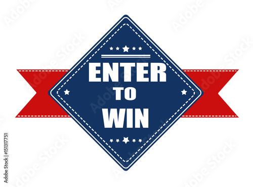 Enter to win label with ribbon
