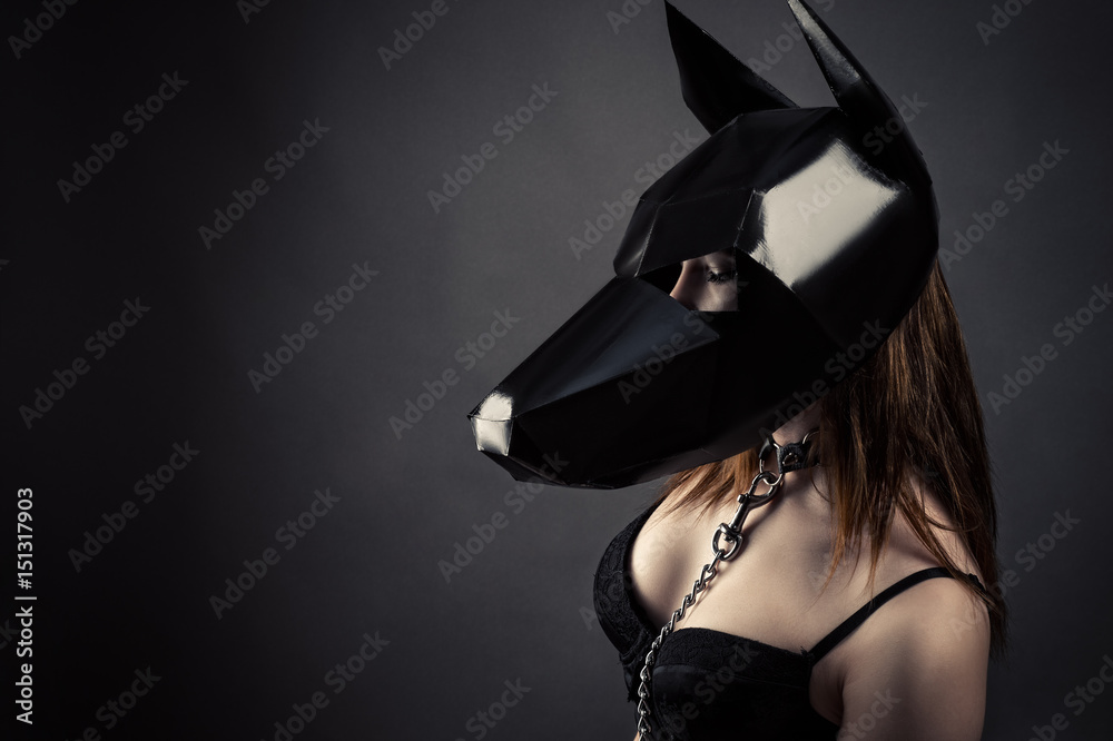 sexy slave woman in dog mask foto de Stock | Adobe Stock