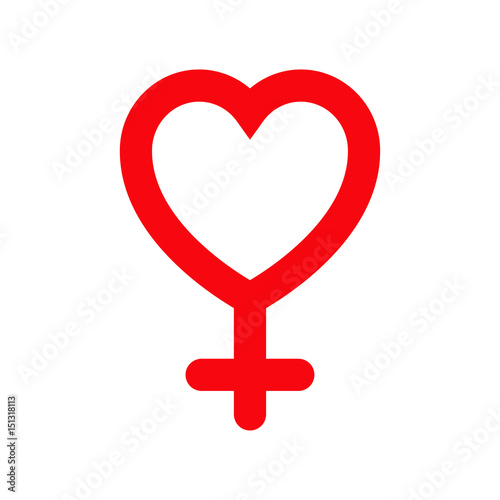 Icono plano corazon simbolo femenino rojo