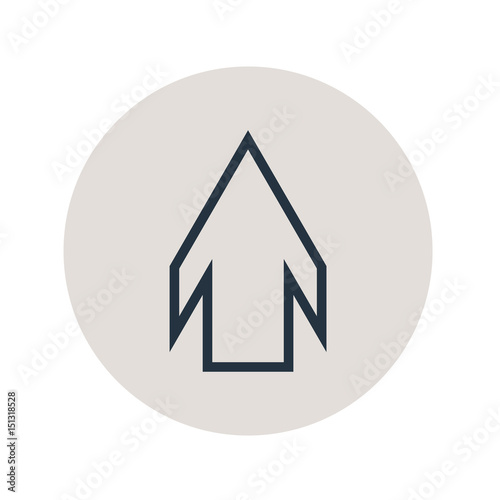 Icono plano flecha lineal arriba en circulo gris