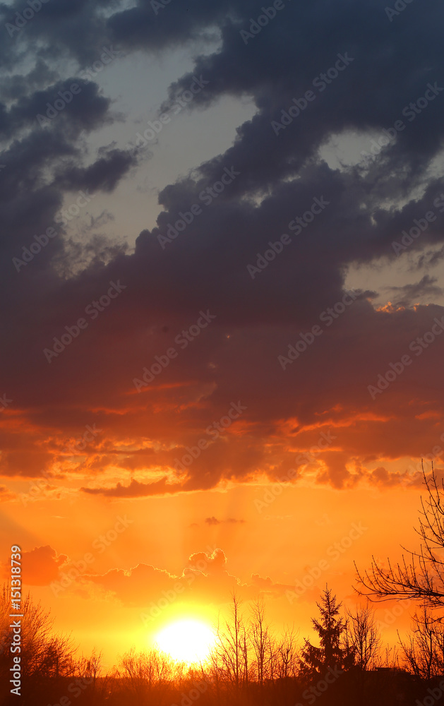 Beautiful sunset in the sky