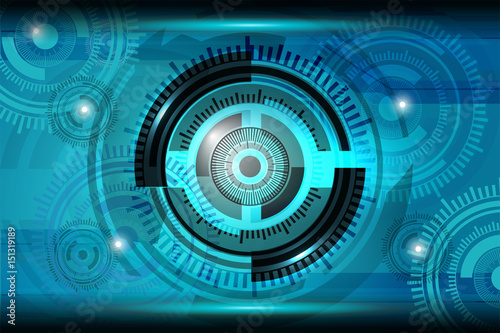 Abstract technology concept with light effect on circle background, vector illustration