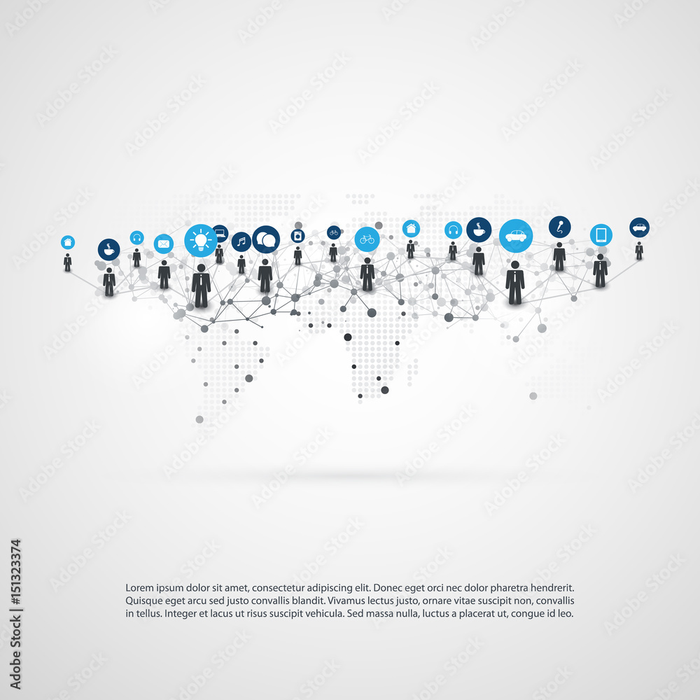 Networks - Connections - IoT, Cloud Computing, Social Media Concept Design