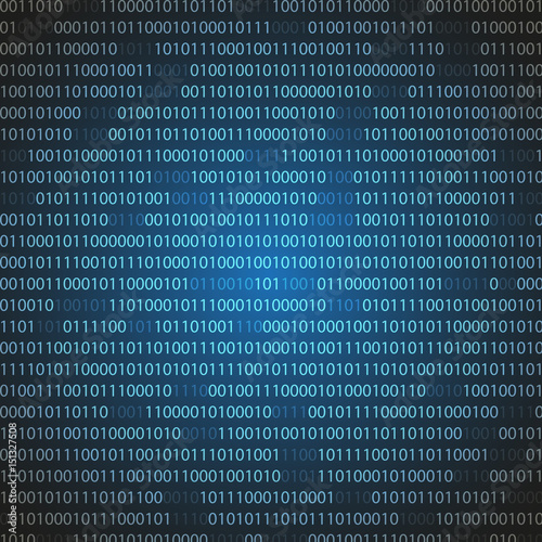 Blue binary computer code. Abstract Vector background.