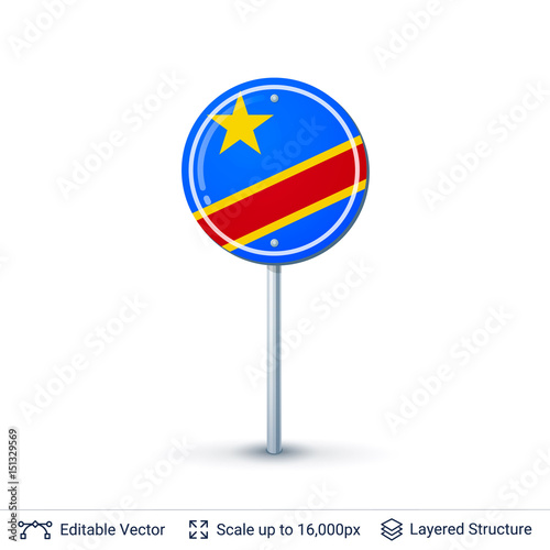 Congo flag isolated on white. © chuhastock