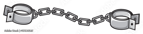 metal shackles with chain vector illustration
