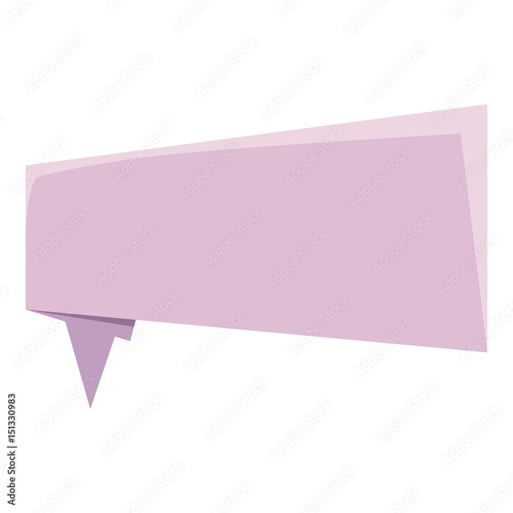 Lilac origami speech bubble icon, cartoon style Lilac origami speech bubble icon, cartoon style