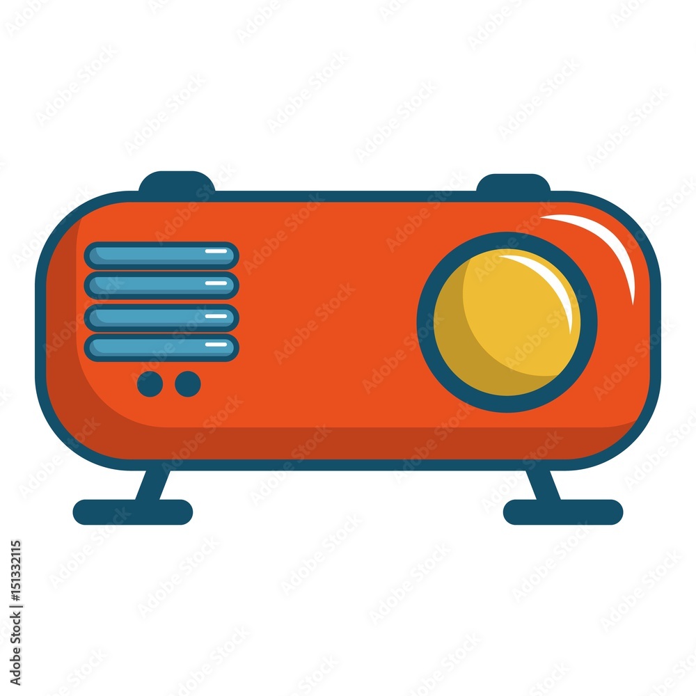 Retro orange radio receiver icon, cartoon style Retro orange radio receiver icon, cartoon style