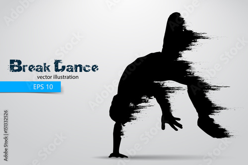 Silhouette of a break dancer from particles. Vector illustration