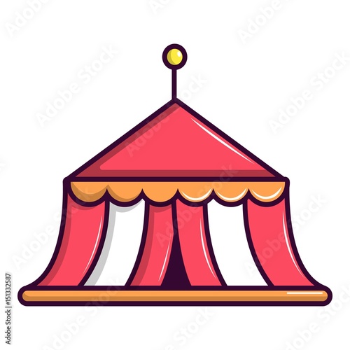 Circus tent icon, cartoon style