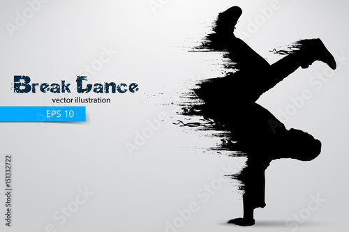 Silhouette of a break dancer from particles. Vector illustration