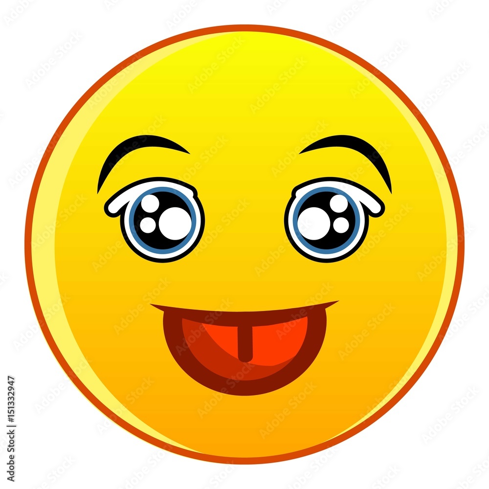 Smiling yellow emoticon icon, cartoon style Smiling yellow emoticon icon, cartoon style