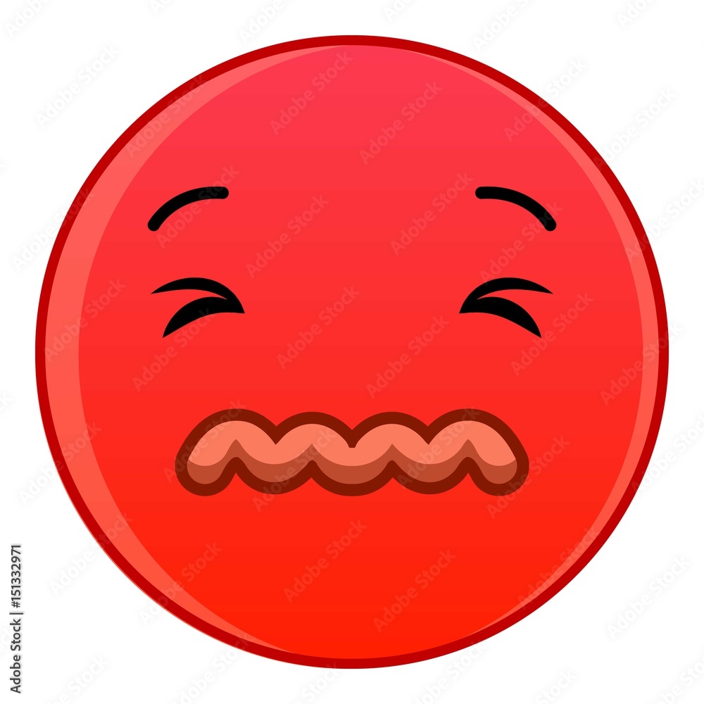 Skeptical red emoticon icon, cartoon style Skeptical red emoticon icon, cartoon style