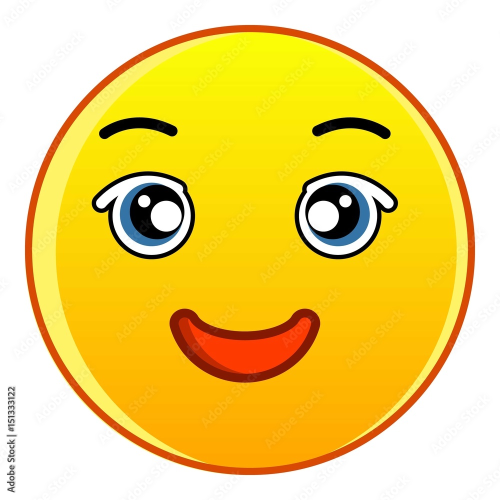 Friendly smiling yellow face icon, cartoon style Friendly smiling yellow face icon, cartoon style