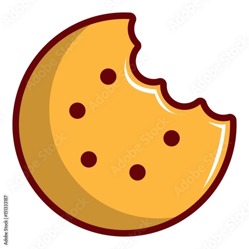 Bitten round cookie icon, cartoon style