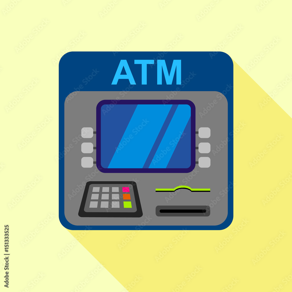 ATM machine icon, flat style