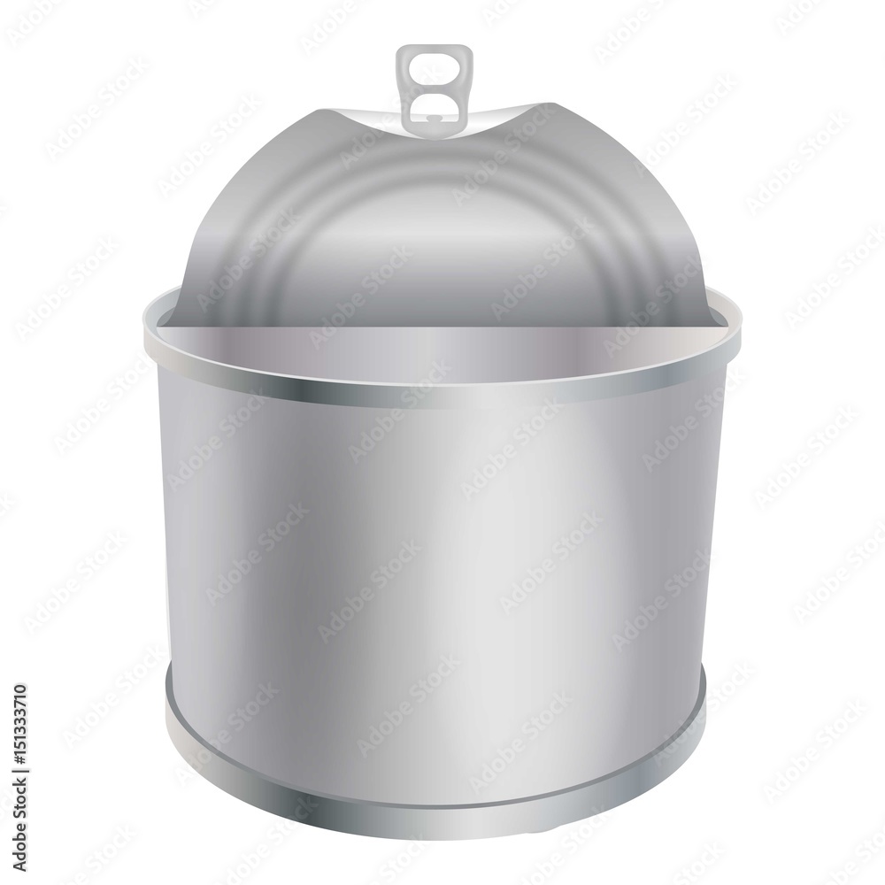Opened tin can mockup, realistic style Opened tin can mockup, realistic style