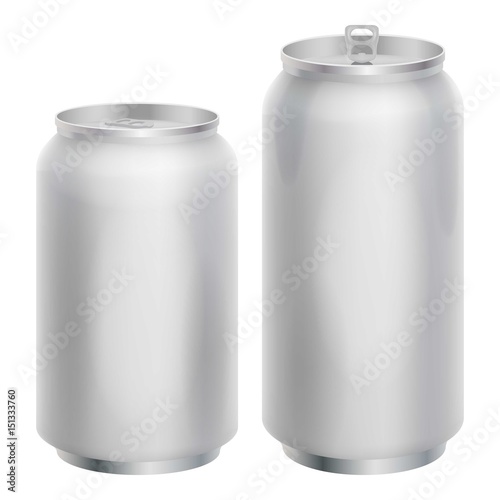 Two blank aluminum cans mockup, realistic style
