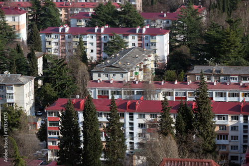 Old five-story houses in Sochi, Russia photo