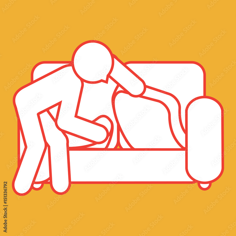 Single figure bent over lifting up & searching under couch/sofa cushions.  Stock Vector | Adobe Stock