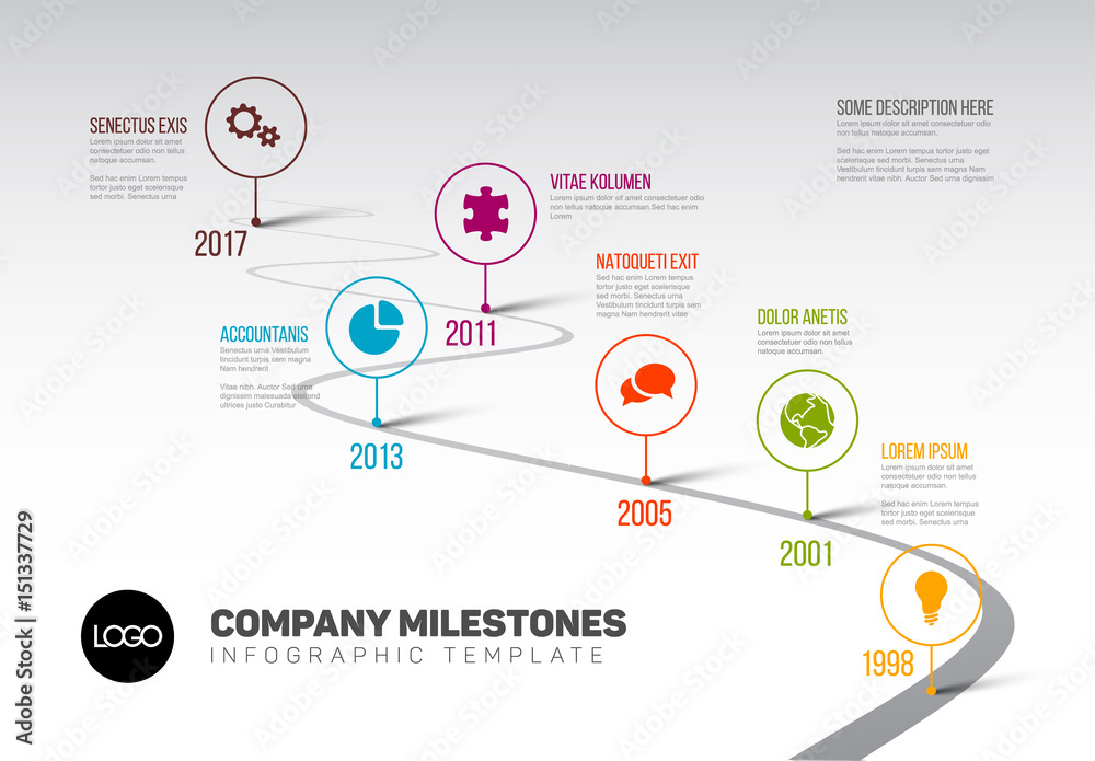 Infographic Timeline Template with pointers