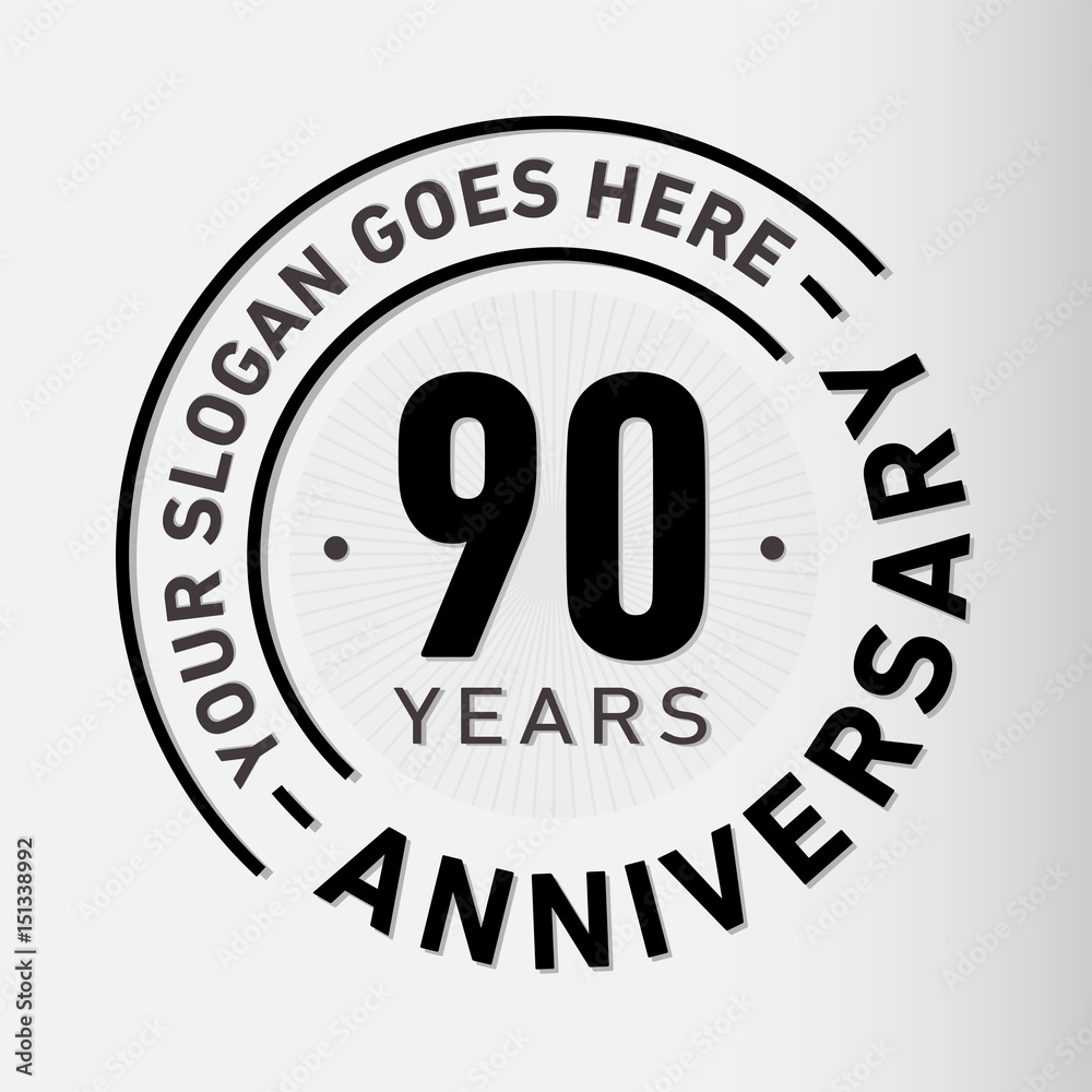 90 years anniversary logo template. Vector and illustration.