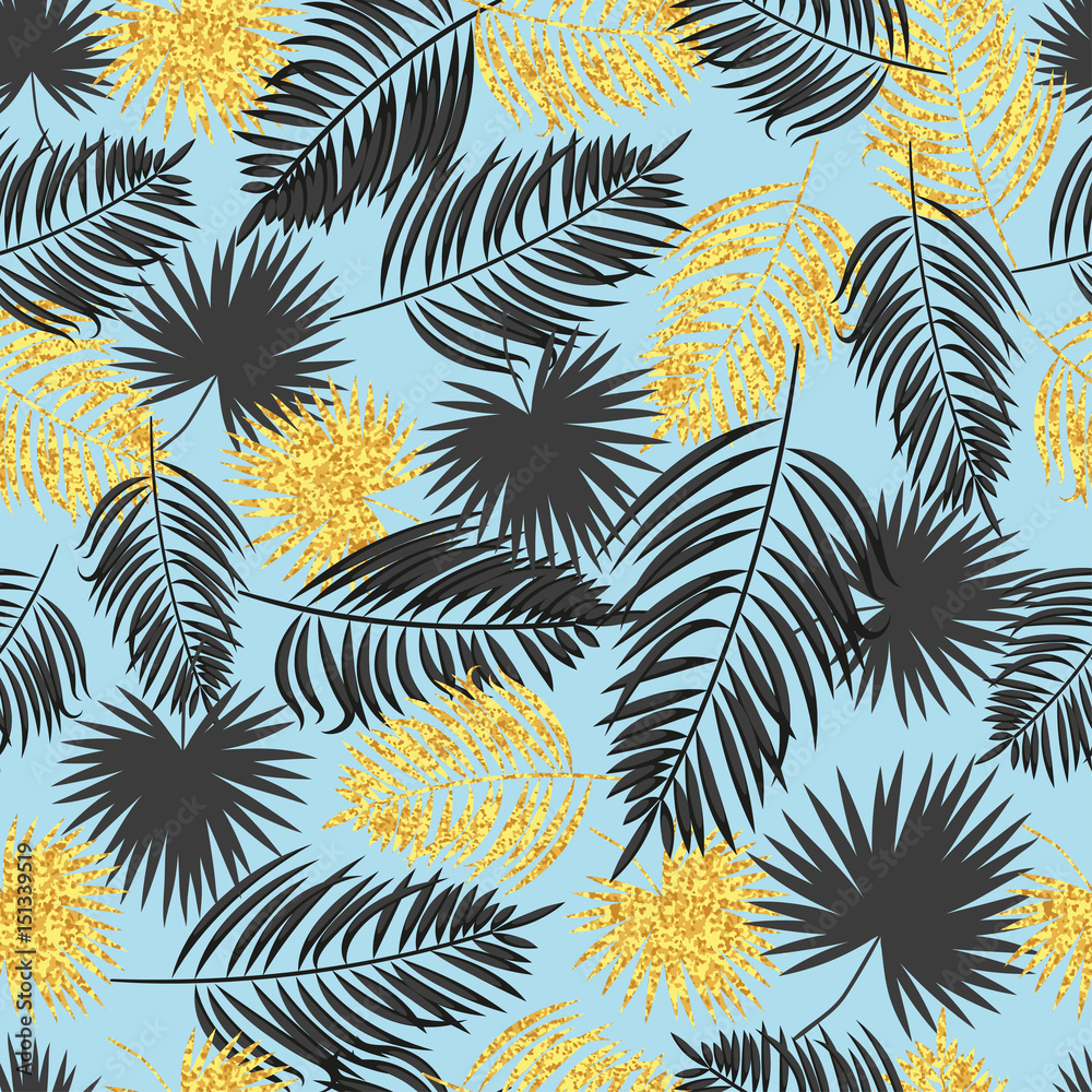 Naklejka premium Seamless palm leaf pattern. Tropical vector background.