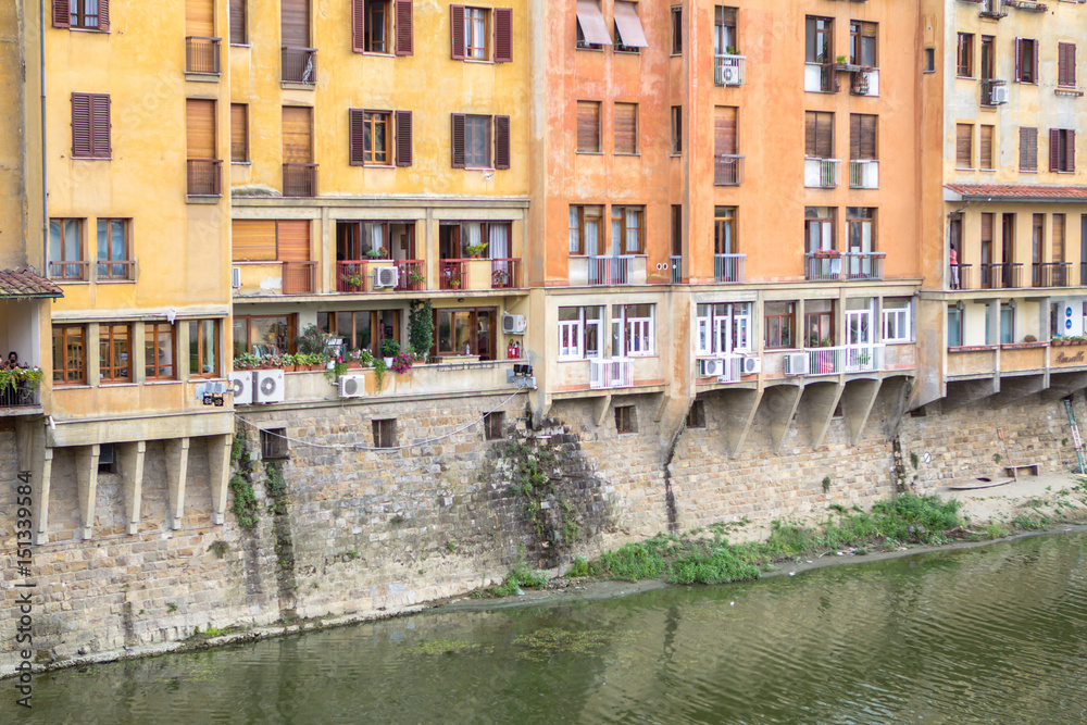Traditional buildings of Florence on the Arno river, Tuscany, Italy