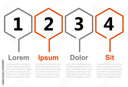 four step hexagon line art vector infographic template