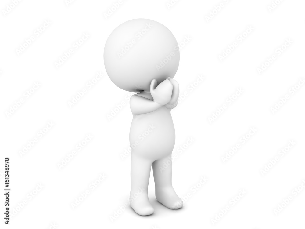 3D Character holding his hands up and praying 3D Character holding his hands up and praying