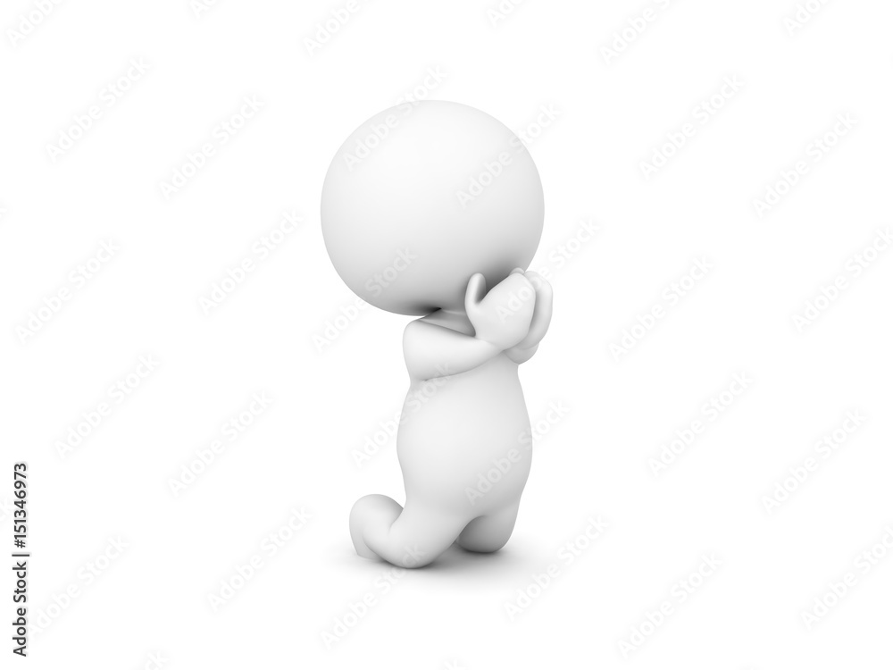 3D Character begging or praying on his kness 3D Character begging or praying on his kness
