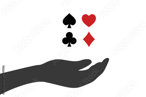 Hand hält Spielkartenfarben