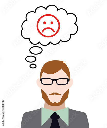 Person denkt an traurigen Smiley