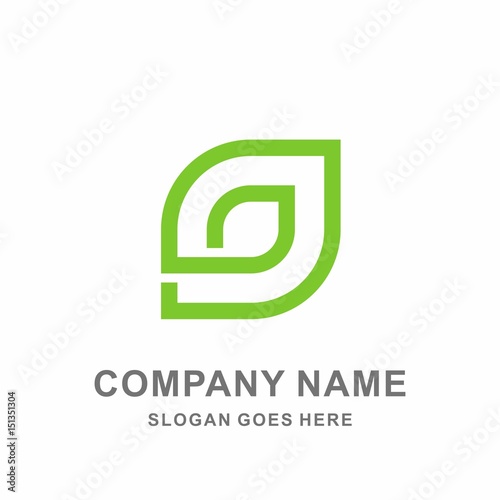 Simple Organic Green Leaf Nature Farm Vegetables Agriculture Apps Business Company Stock Vector Logo Design Template 