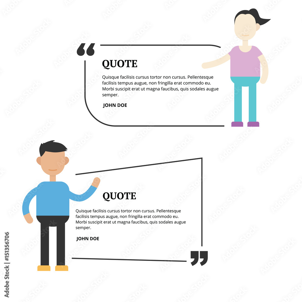 Quotation mark speech bubble template with people on it Quotation mark speech bubble template with people on it