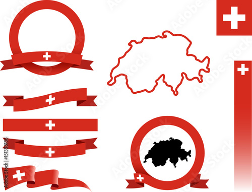 Switzerland Banner Set. Vector graphic banners and ribbons of Switzerland.
