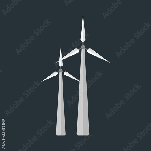 Power alternative energy and eco turbine wind station technology renewable nature vector illustration