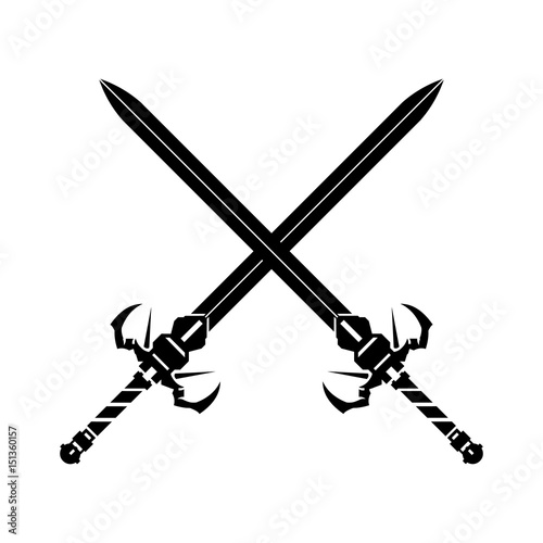 Medieval Crossed Swords Icon.

Vector illustration of an ancient crossed Claymores silhouette Icon.