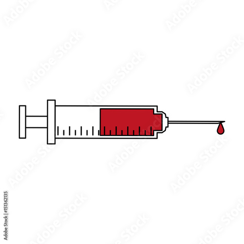 syringe healthcare icon image vector illustration design partially colored