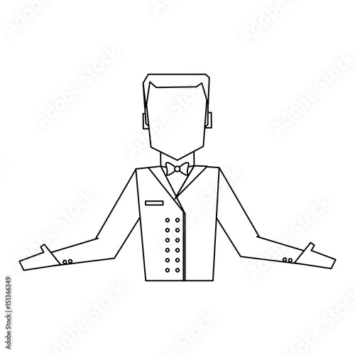 bellboy in uniform icon image vector illustration design  single black line