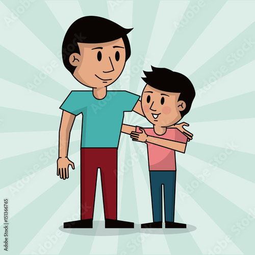 dad and boy together fathers day image vector illustration