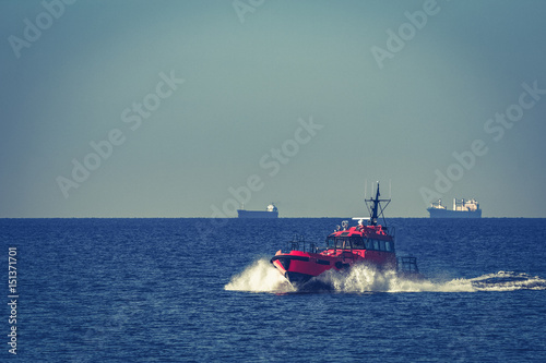 Red pilot boat