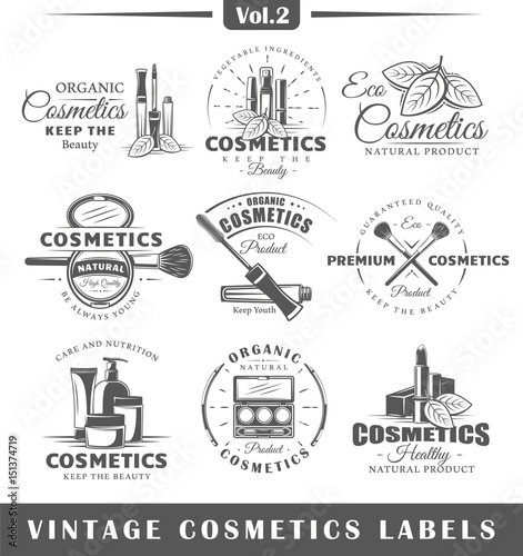 Set of vintage cosmetics labels, logos