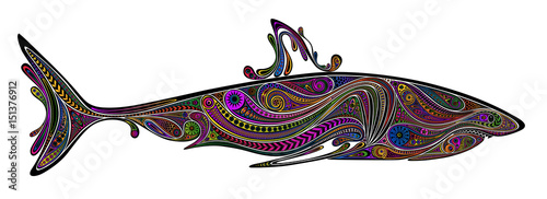 Silhouette sharks vector of color patterns