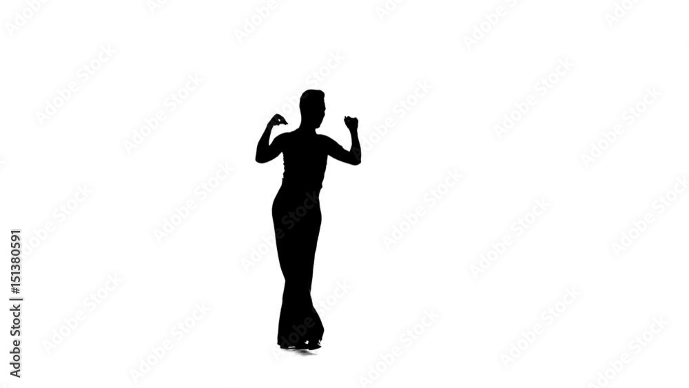 Dance element from the rumba program, silhouette on white background Dance element from the rumba program, silhouette on white background