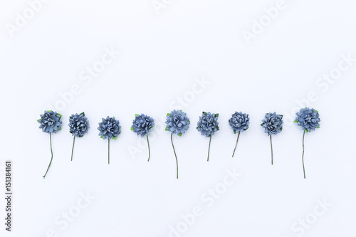 Blue paper flower on white background