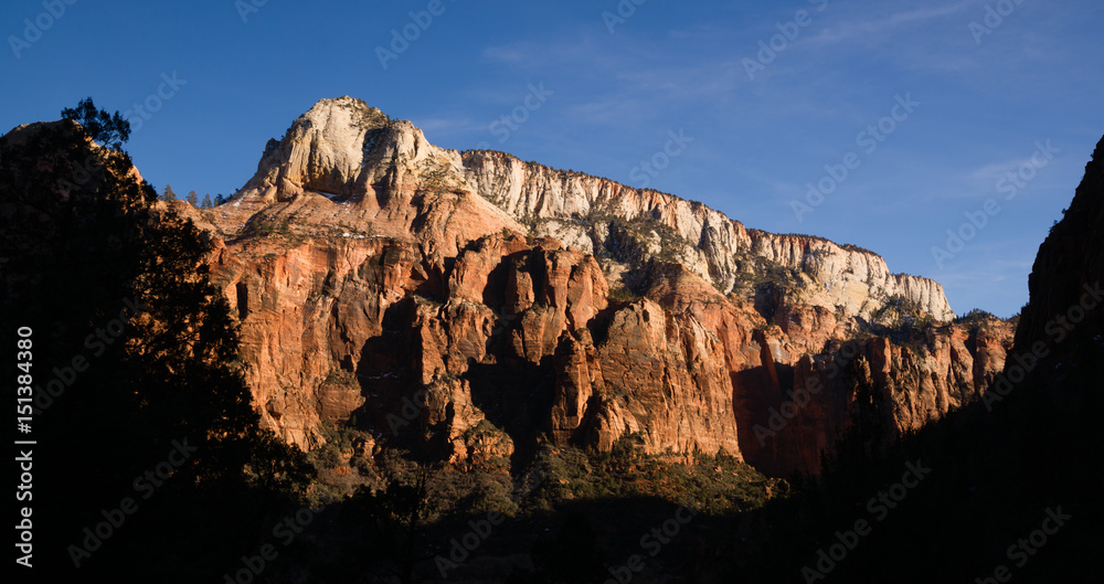 Panoramic View Late Afternoon High Mountains Zion National Park