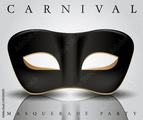 Black Carnival Mask On White Background : Vector Illustration