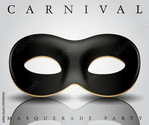 Black Carnival Mask On White Background : Vector Illustration